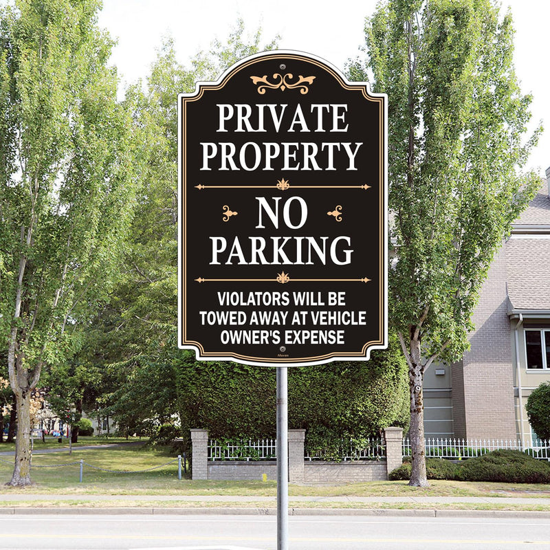 Private Property No Parking Violators Will Be Towed Away at Vehicle Owner's Expense Sign 12" x 18" Metal Rust-Free Aluminum UV Protected Sturdy 2 Pack A2