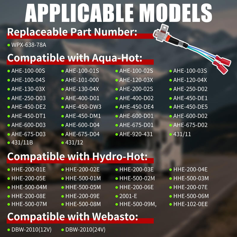 [Australia - AusPower] - WPX-638-78A Flame Sensor 12V Compatible with Aqua-Hot, Hydro-Hot and Webasto Burner Heads, WPX63878A 