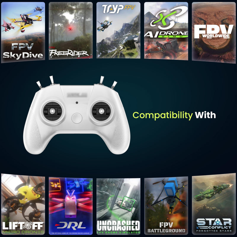 [Australia - AusPower] - STARDRONE S8 RC Flight Simulator Controller- 8 Channels FPV Drone Games Remote Controller Support Popular System&Platform- Ideal for Beginner Pilots Professional Training Experience(Mode 2) (White) White 