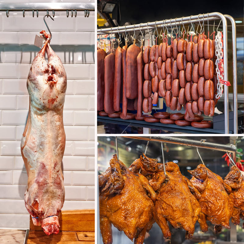 [Australia - AusPower] - 24 Pcs Meat Hooks, 5 Inch Butcher Hooks Stainless Steel, S Shaped Smoking Meat Processing Hooks for Hanging Chicken, Pork, Beef, Sausage, Mutton, Hunting Smoking Ribs, Drying BBQ (3MM Diameter) 24 Pcs 5 Inch(3mm) 
