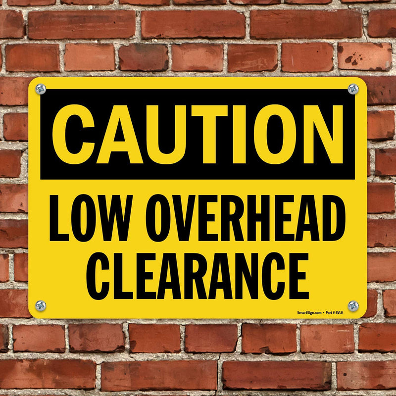 SmartSign - U9-1322-NA_10x14 "Caution - Low Overhead Clearance" Sign | 10" x 14" Aluminum Black on Yellow