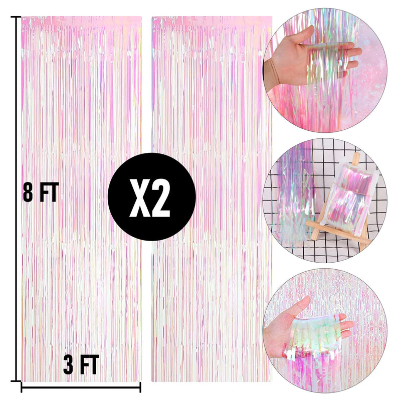 [Australia - AusPower] - Dazzle Bright 2 Pack Backdrop Curtain, 3FT x 8FT Metallic Tinsel Foil Fringe Curtains Photo Booth Background for Baby Shower Party Birthday Wedding Engagement Bridal Shower (Multicolor) Multicolor 