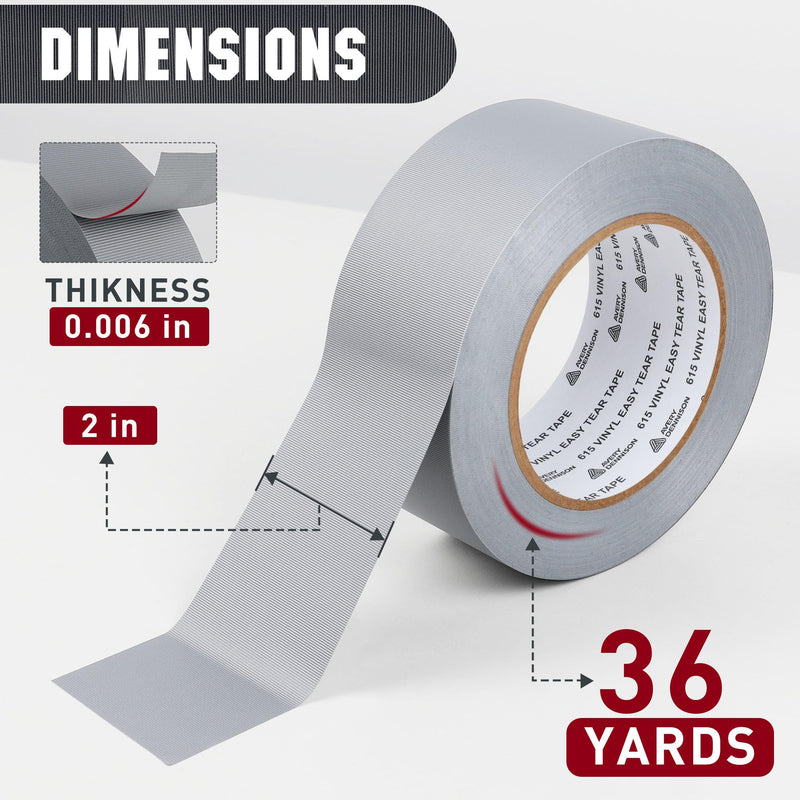 Avery Dennison Duct Tape, Heavy Duty PVC Easy Tear Tape, Strong Adhesive Waterproof Duct Tape for Indoor Outdoor Repairs, 2 in x 36 Yard, Silver, 1 Roll 2 in x 36 Yard(615)