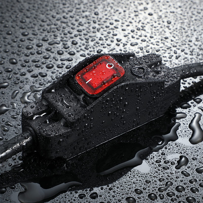 [Australia - AusPower] - Outdoor Waterproof On/Off Switch Extension Cord, Heavy Duty 125v/250v Black SJTW Cord (1.5 Ft, Black) 1.5 Ft 