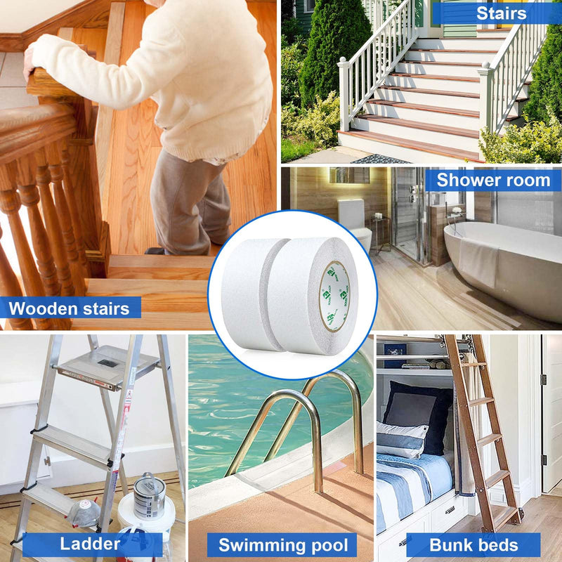 BOMEI PACK Anti Slip Traction Tape,2 Inch x 32.8 Ft,Heavy Duty Non Slip Tape,Grip Tape for Stairs, Tread Step, Indoor & Outdoor Use,Waterproof Stairs Non Skid Treads (Transparent) Transparent