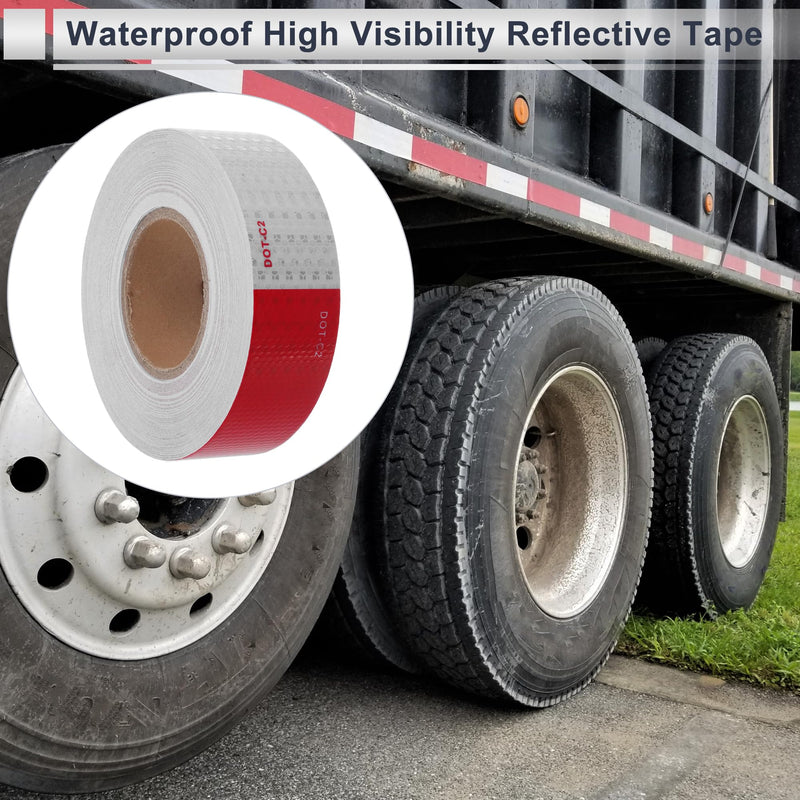 Reflective Tape 157.48ft x 1.97" Argyle Warning Safety Adhesive Tape Outdoor Reflector for Cars Trucks Red,White 1 Pc 157.48ft x 1.97"