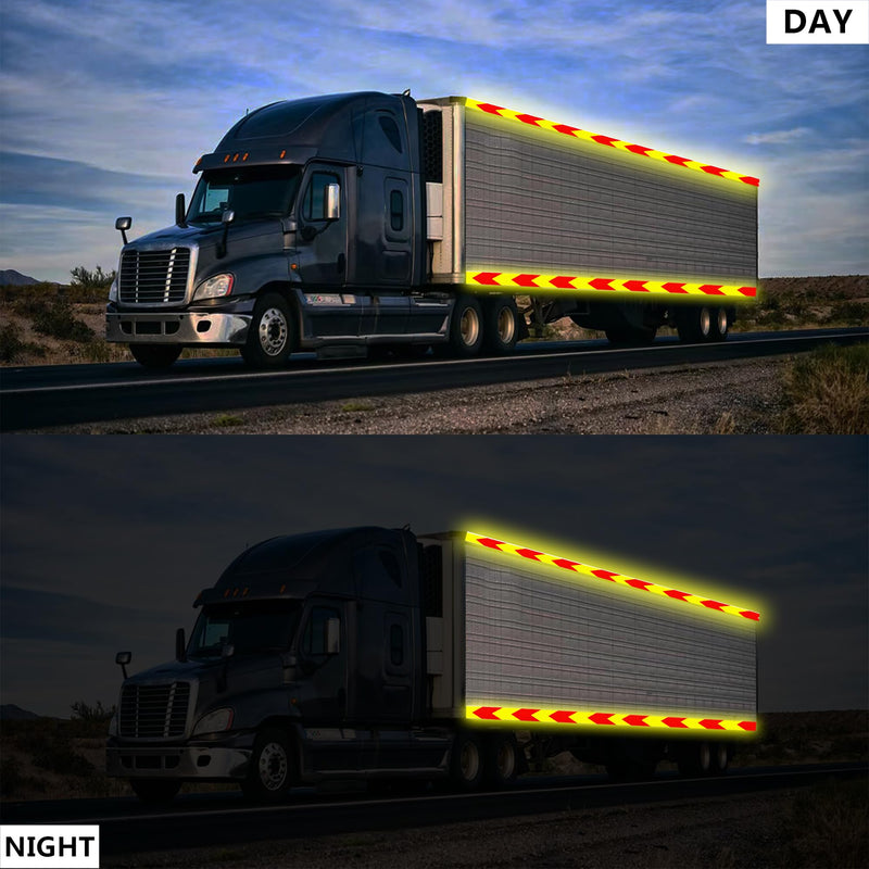 [Australia - AusPower] - 2" x 30 FT Reflective Tape Outdoor Waterproof Red & Fluorescent Yellow Reflective Tape Heavy Duty Strong Adhesive Hazard Caution Safety Warning Tape Reflector Conspicuity Tape for Trailer 2IN x 30FT 