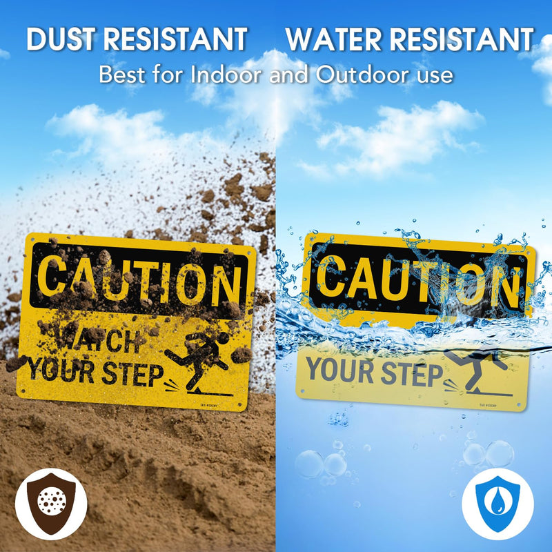 [Australia - AusPower] - T&R Caution Watch Your Step Signs - 2 Pack - 10 x 7 Inches Rust Free .040 Aluminum -Reflective, UV Protected, Waterproof, Weatherproof and Fade Resistant - 4 Pre-drilled Holes Watch Your Step - 2 Pack 