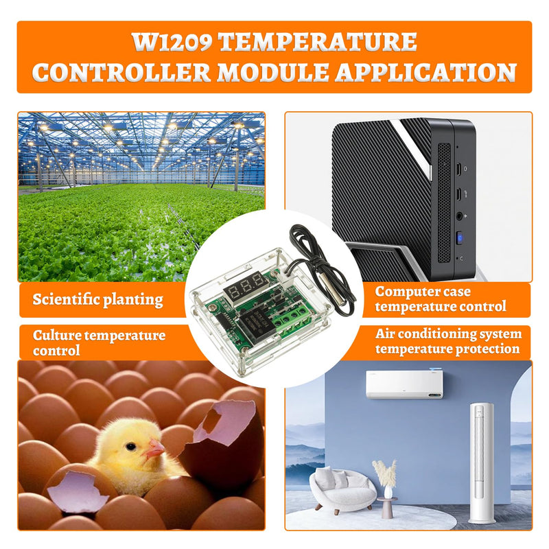 [Australia - AusPower] - W1209 12V DC Digital Temperature Controller Board Micro Digital Thermostat -50-110°C Electronic Temperature Temp Control Module Switch with Waterproof Case?2PCS? 