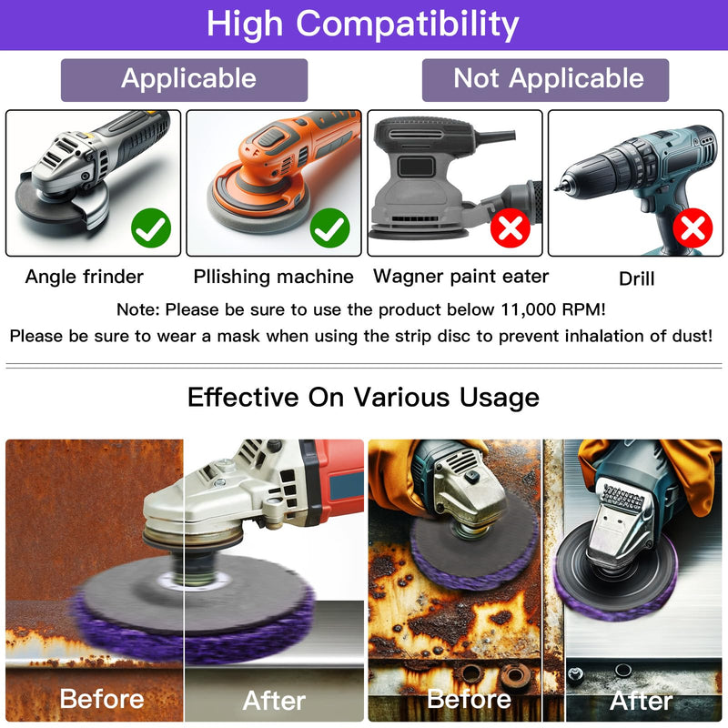 [Australia - AusPower] - CSD Sanding Disc 125 mm - 5 Pieces Purple Cleaning Disc Set, Coarse Cleaning Disc, Nylon Fabric Disc, Paint Removal Rust for Angle Grinder, Removing Paint, Rust, Welds, Oxidation 