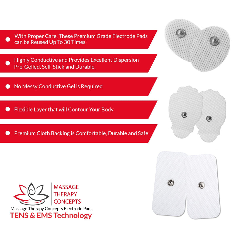 [Australia - AusPower] - TENS Unit Pads - Premium Quality Snap Replacement Electrodes for TENS and EMS Electrotherapy - Self Adhesive Reusable Patches up to 30 Times (20 Pads) Combo (S, L, XL) 20 Piece Set 