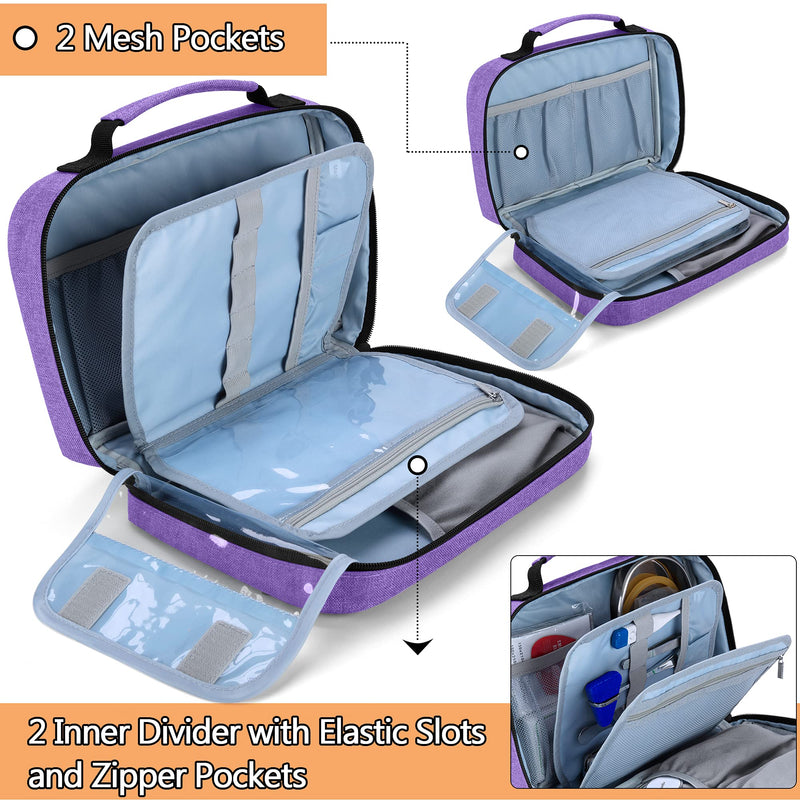 [Australia - AusPower] - Damero Carrying Case for 2 Stethoscopes, Portable Stethoscope Case Compatible with 3M Littmann/ADC/Omron Stethoscope, BP Cuffs and Other Accessories, Purple 