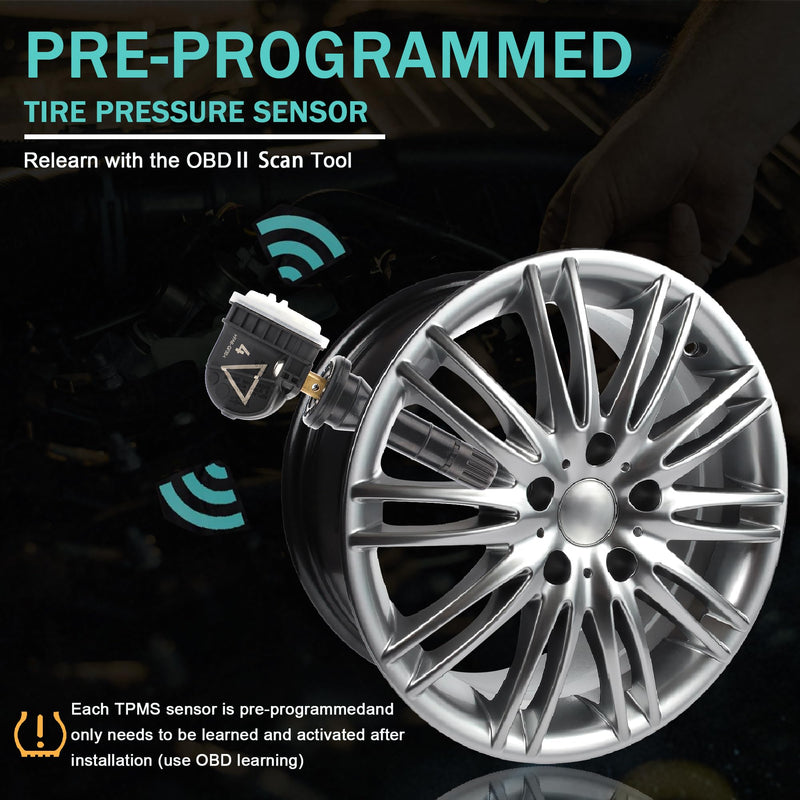 [Australia - AusPower] - TPMS Sensors Tire Pressure Sensors 433MHz Compatible with Chevy Silverado Tahoe Buick Enclave Cadillac Escalade GMC Sierra Replaces# 13598773 13516165(4 PCS) 