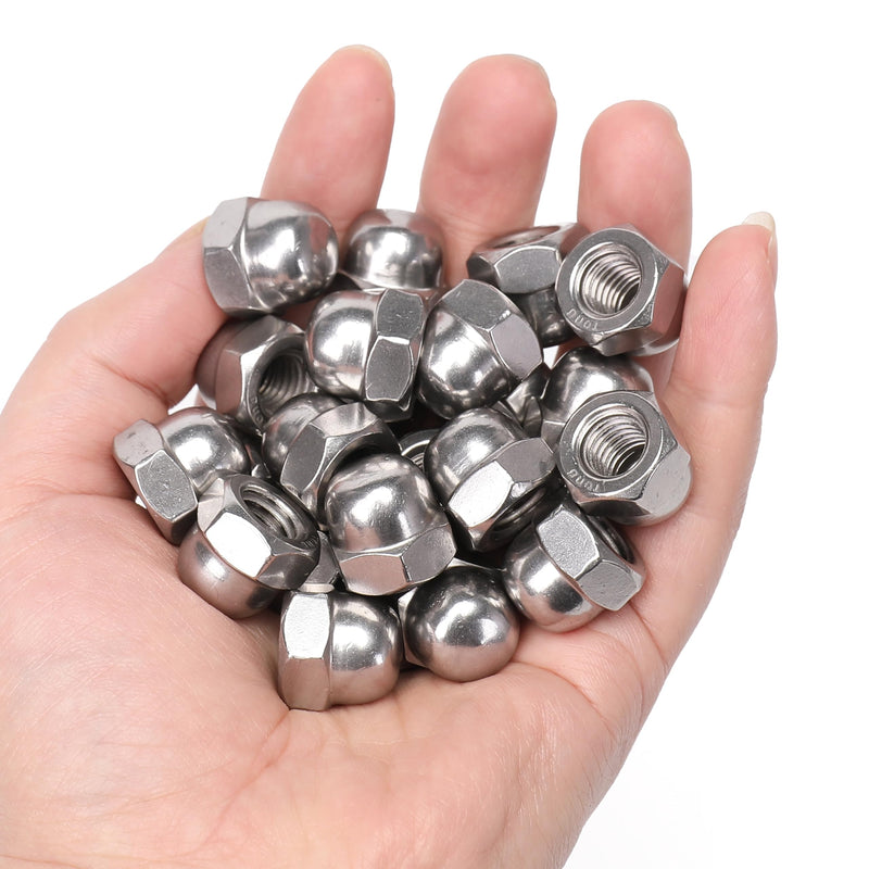 [Australia - AusPower] - 25 Pieces 3/8-16 Acorn Hex Cap Dome Head Nuts, 304 Stainless Steel 18-8, Bright Finish 