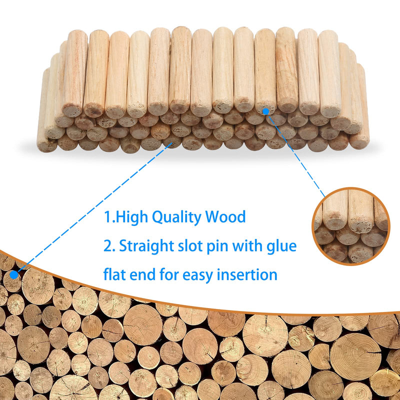 [Australia - AusPower] - 100 Pack Wooden Dowel Pins 6mm x 30mm (Approx 1/4" x 1-1/5") Wood Fluted Dowels Rods Kiln Dried Fluted and Beveled, Hardwood Crafts Dowel Pegs 6mm x 30mm - 100PCS 
