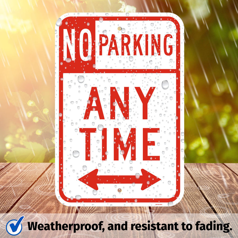Brimar 12"x18" No Parking Any Time Signs -Weatherproof, Rust Free Aluminum - UV Protected - Perfect for Driveways, Indoor & Outdoor Use 12x18" Double Arrow (Rust-Free)