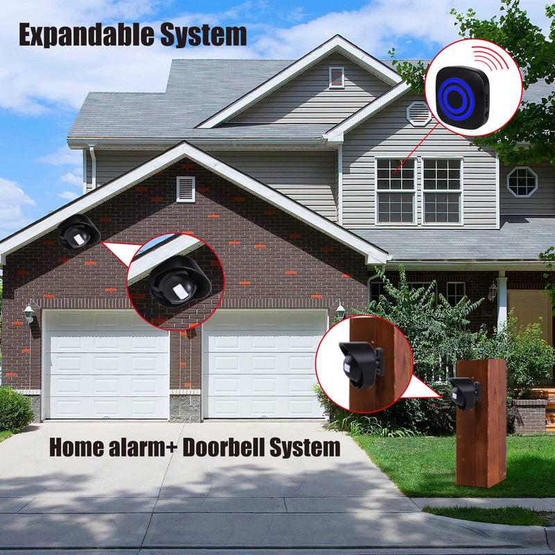[Australia - AusPower] - 328ft Range Wireless Driveway Alarm Outside Weather Resistant Motion Sensor Alarm Security Alert-Protect Outdoor/Indoor Property-2 Receiver and 3 PIR Motion Detector-38 Chimes Waterproof 2 Receiver+ 3 Sensor 