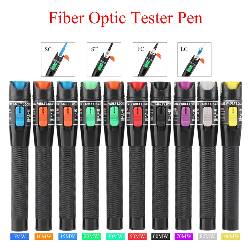 [Australia - AusPower] - WSOLDMA 10MW Visual Fault Locator 10KM Fiber Optic Tester Tool Kit VFL Red Light Pen for SC/FC/ST/LC Connector for Fiber Network Cable Test 