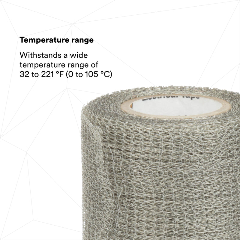 3M Scotch Electrical Shielding Tape 24, 1 in x 15 ft (25 mm x 4.6 m), Tinned Copper, Open-weave, Shielding Braid Tape, 1 roll