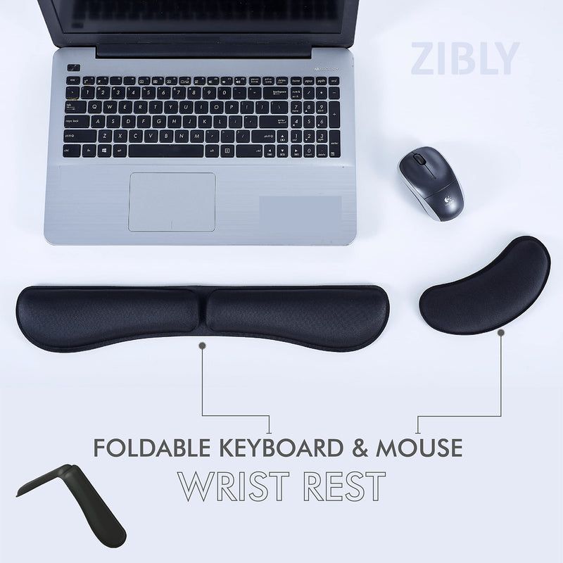[Australia - AusPower] - Ergonomic Gel Keyboard Wrist Rest & Mousepad Rests for Computer, Silky Memory Foam for Typing, Laptop Keyboard and Mouse Desk Pads Support Hand and Arm, 2 Piece Pad for Office and Travel Black Combo 