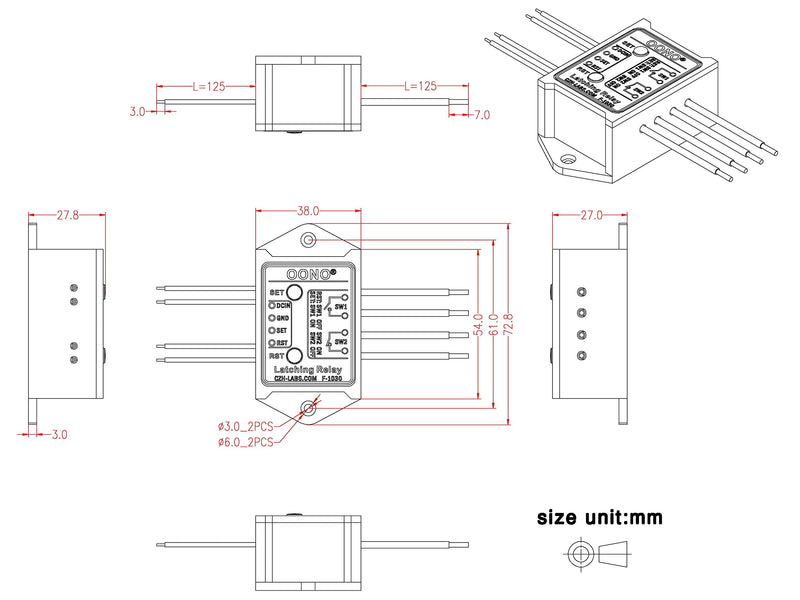 DPST 1NO 1NC 8Amp Latching Relay Module (DC 5V) DC 5V