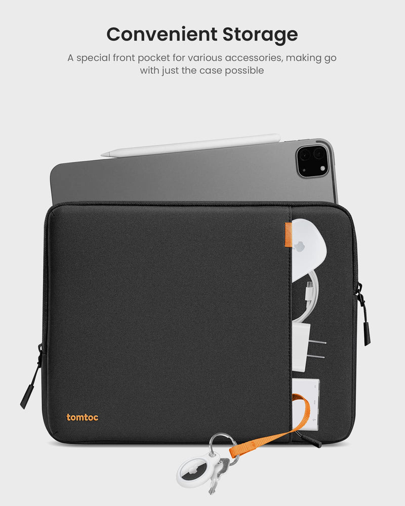 [Australia - AusPower] - tomtoc 360 Protective Tablet Sleeve Case for 12.9-inch iPad Pro with M3/M2/M1 6th/5th/4th/3rd Generation with Magic Keyboard/Smart Keyboard Folio, Water-Resistant iPad Case Bag with Accessory Pocket Black 12.9-inch for iPad Pro 