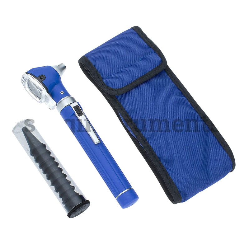 [Australia - AusPower] - SURGICAL ONLINE Fiber Optic Mini Otoscope Rainbow Many Colors - Pocket Otoscope with Case ENT Diagnostic Set w/Extra Bulb Included (Blue) 