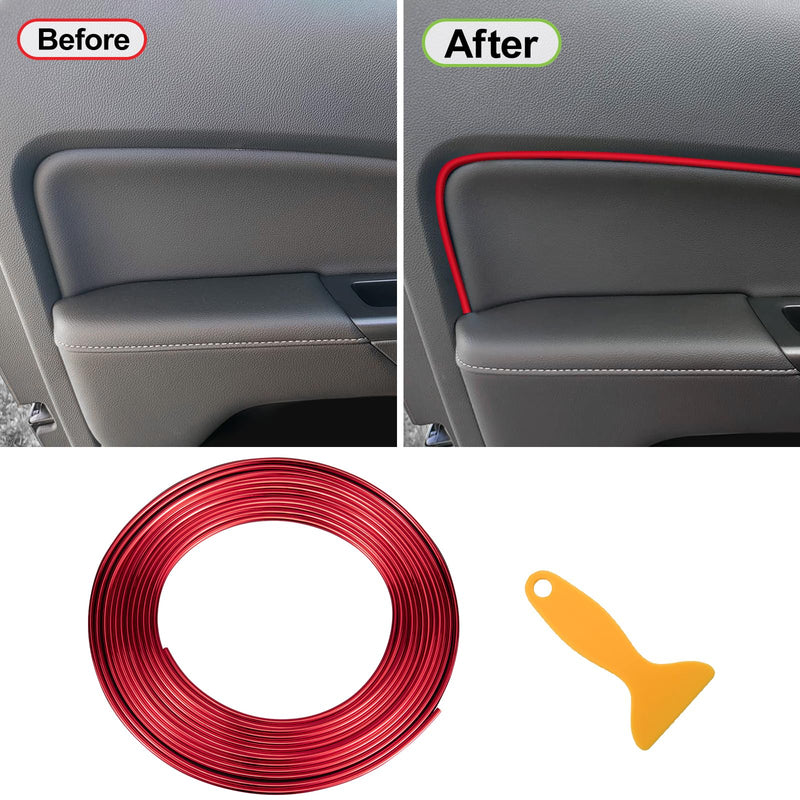 Spurtar 2 Rolls x 33Ft Car Pinstriping Tape Red & 16.4ft/5M Car Interior Trim Strips Red