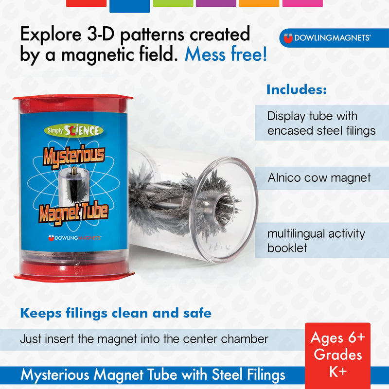 [Australia - AusPower] - Dowling Magnets Mysterious Magnet Tube with Steel Filings - 3D Magnetic Field Viewer - Magnet Science Kit - Iron Filings and Magnet for Science Experiments - Makes Learning Magnetism Fun! Item SS31 