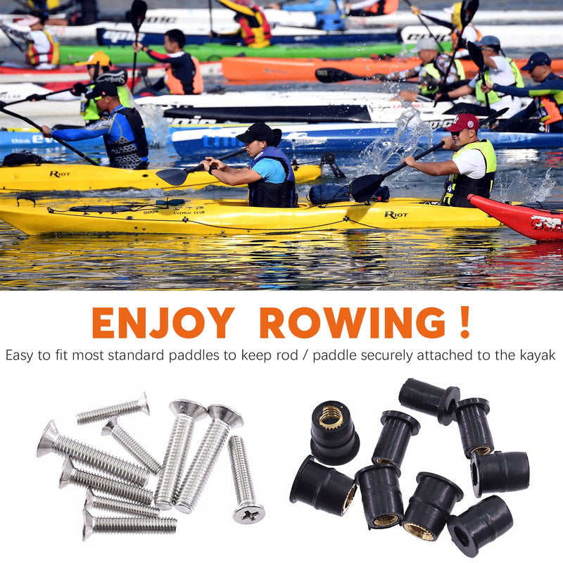 [Australia - AusPower] - 50Pcs M6 Neoprene Well Nuts with Stainless Steel Screws Bolts Rubber Well Nuts Fairing Fasteners Assortment Kit for Motorcycle Kayak Boats 