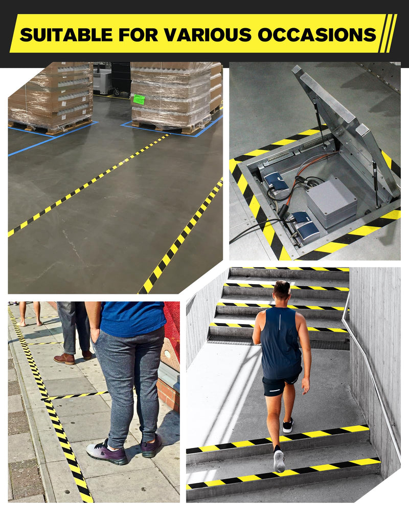 Avery Dennison Safety Floor Tape 2 Inch x 108 FT, Heavy-Duty PVC Forklift-Resistant, High-Visibility Reflective for Warehouse/Factory/Parking, Black & Yellow, ROHS/Reach Certified (1 Roll) Black&Yellow 1
