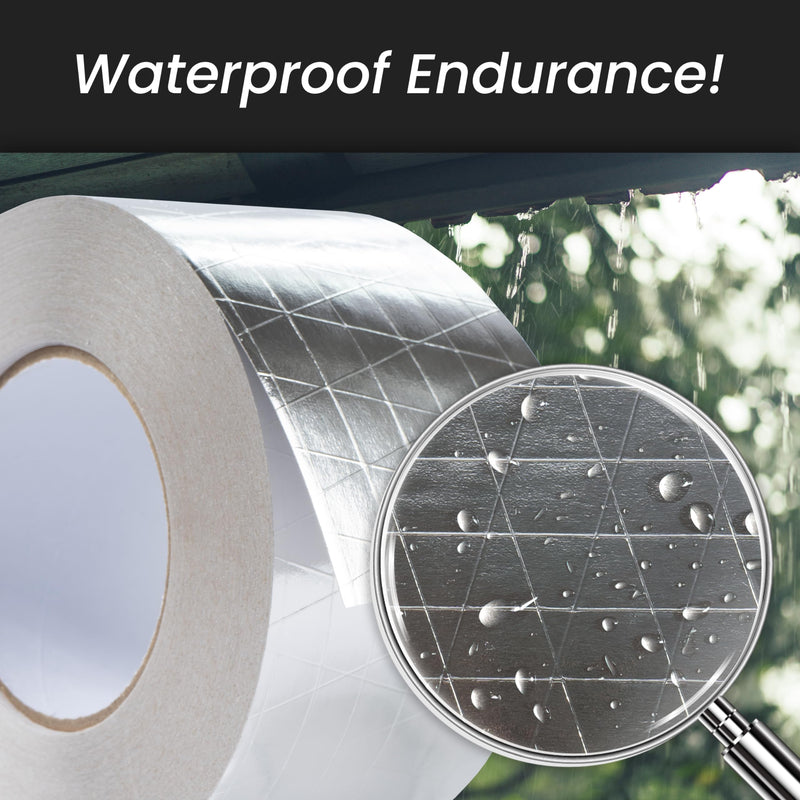 3" Inch x 164 Ft / 55 Yards Long Aluminum Foil Tape with Mesh - Strong Metal Insulation Adhesive Heavy Duty Ductwork Tape - Waterproof, High and Low Temperature HVAC, Vent Hose, Dryer Leak Repair Tape 3 Inch - 164 Feet Aluminum Foil with Mesh 1