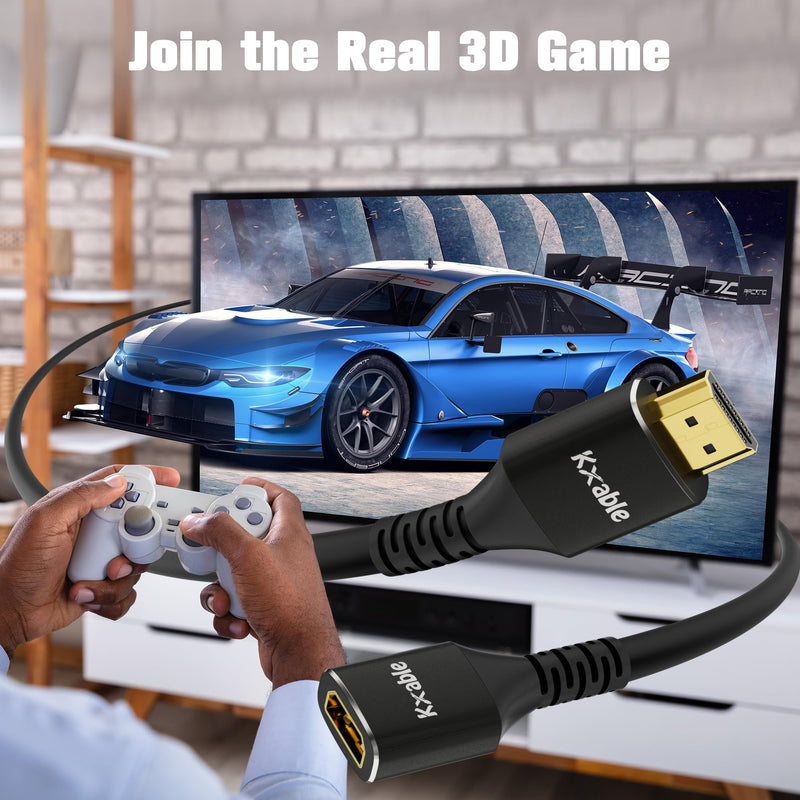 8K HDMI Extension Cable 25 FT, HDMI 2.1 Ultra High Speed Male to Female Cord Adapter, 26AWG OFC Conductor, Compatible with Roku TV Stick PS5 PS4 Xbox Laptop PC Player Google Chromecast Wii U HDTV 25 feet