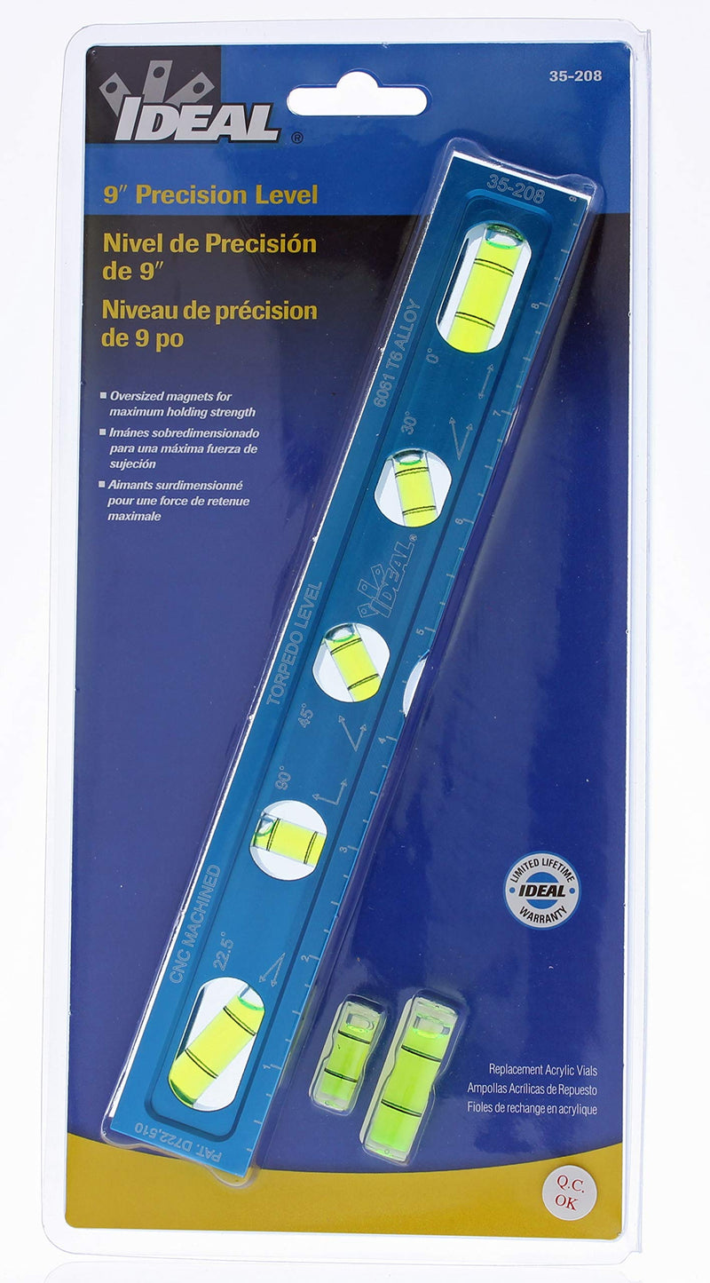 [Australia - AusPower] - IDEAL Electrical 35-208 Electrician Level CNC Machined Aluminum Level with 5 Acrylic Vials, Magnetic Jaw 