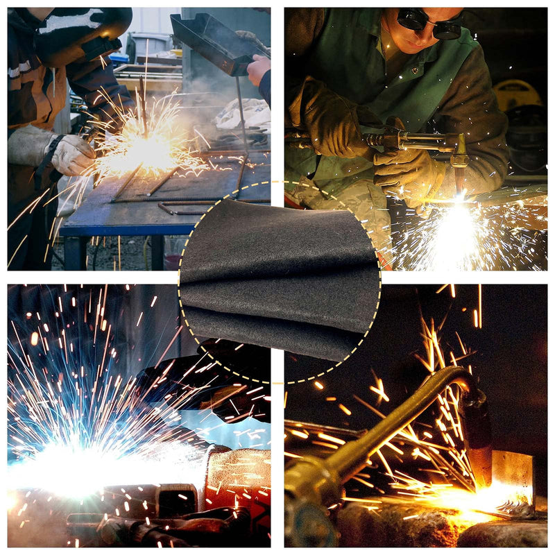 Welding Blanket, Heat Resistant 1800°F, 39x39 inches | Flame Retardant Fabric Carbon Felt, Heat Shield for Wood Stove Smoker Grill, Fireplace Floor Protector 1