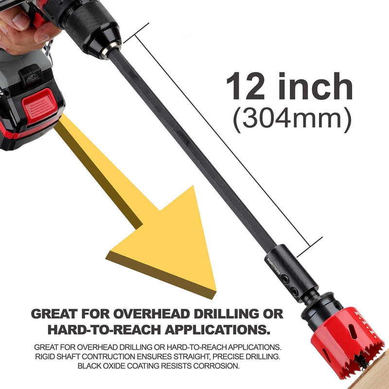 [Australia - AusPower] - Tools Hole Saw Extension Chuck, 12-Inch x 1/2-Inch Hex Shank Reducing Locking Impact Extension GEC012HS 