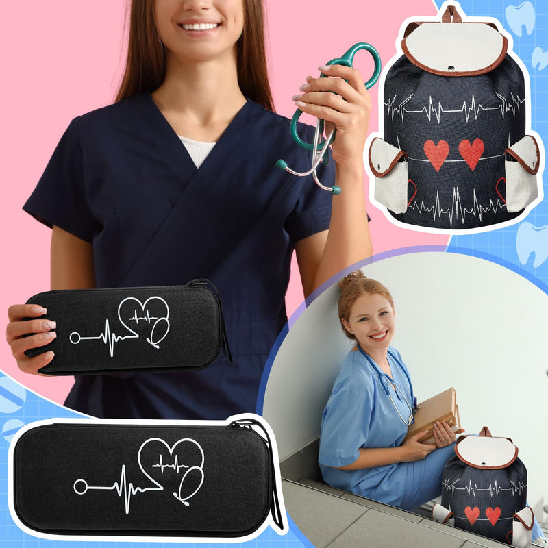 [Australia - AusPower] - 2 Pcs Nurse Backpack Bag and Stethoscope Case Nursing School Essentials Graduation Gifts 15. 4 Inch Laptop Nurse Accessories for CNA Doctor Working Travel 