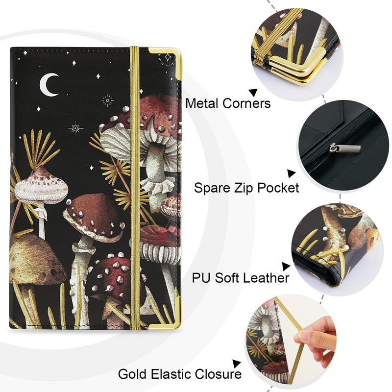 [Australia - AusPower] - Waitress Book, Server Books for Waitress with Zipper Pocket Black Serving Waiter Book for Waitress Notepad with Money Pocket and Zipper Color Mushroom 