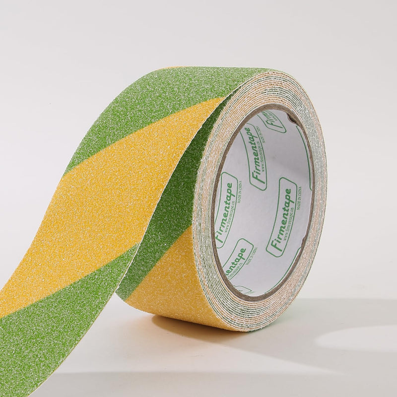 Anti-Slip Tape, Anti-Slip Traction Tape, Abrasive Adhesive. Optimal for Outdoor, Indoor, Stairs and Steps, High Traction, Friction, Strong Grip. (Yellow and Green, 2IN*30FT)