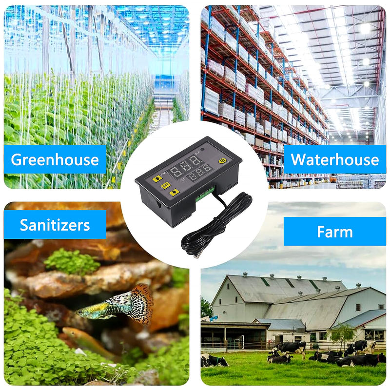 [Australia - AusPower] - 2pcs Digital Temperature Controller W3230 Digital LED Thermostat Switch with Waterproof Probe DC 12V Programmable Heating Cooling Electronic Thermostat Control -50℃ to 120℃ 