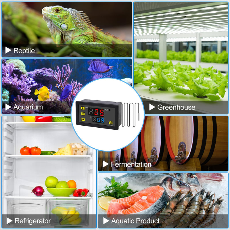 [Australia - AusPower] - 12V Temperature Controller Module -50 to 120°C Digital Temperature Switch 12V Thermostat Switch Module Heating/Cooling LED Thermostat Controller with NTC Waterproof Sensor (2 Pcs) 