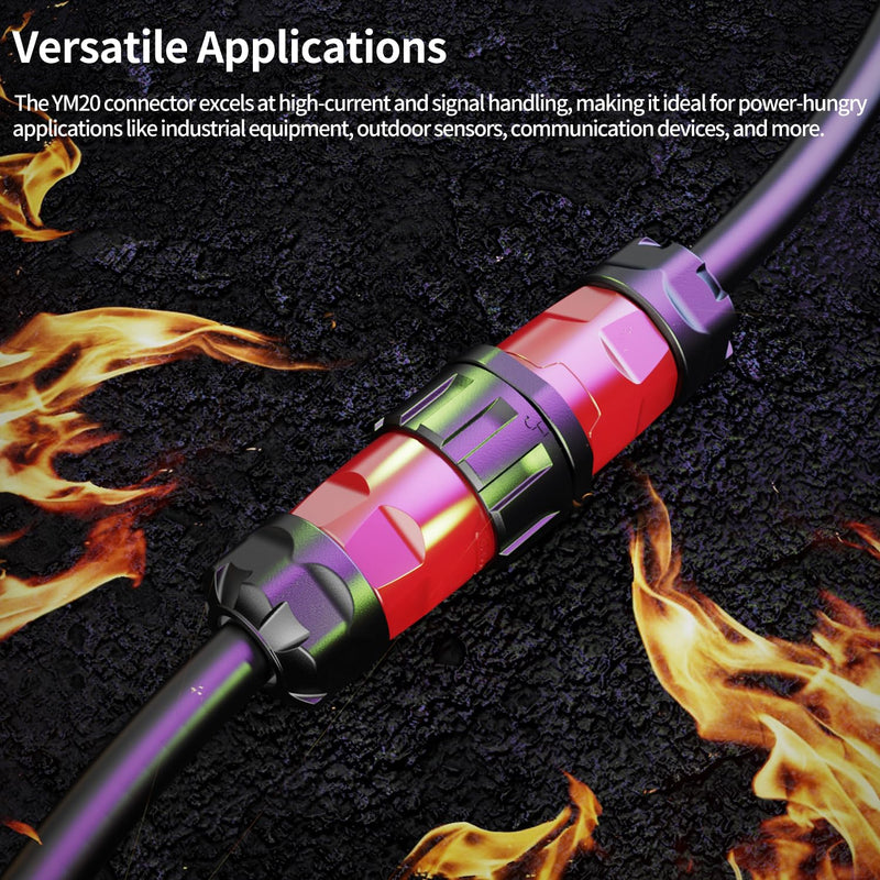 [Australia - AusPower] - CNLINKO YM-20 2 PIN Industrial Waterproof Connector,IP68 Circular Connector,PBT Plastic Shell Quick Plug Aviation Connector M20 Male Plug and Female Plug 2-Pin 