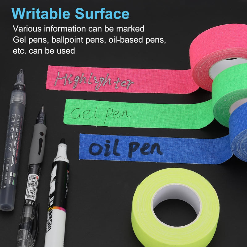 PATIKIL 0.6 inch x 60 feet Neon Gaffer Cloth Tape, 1 Roll Fluorescent Adhesive Tape UV Black Light Glow Tape for UV Party, Orange