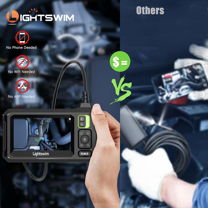 [Australia - AusPower] - Industrial Endoscope Inspection Camera, 4.3" IPS Borescope Sewer Camera with Handheld IP67 Waterproof Snake Camera with 8 LED Lights 16.5FT Semi-Rigid Cable 