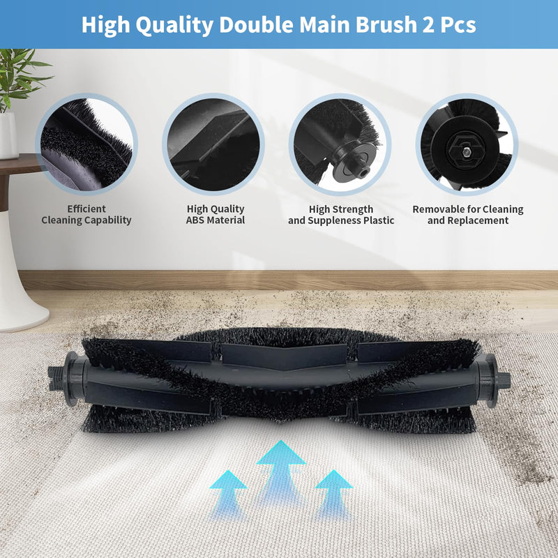 20 Pack Replacement Parts Compatible with Tikom L9000, L8000, Lubluelu SL60D, Laresar L6 Nex, Honiture Q6 SE Robot Vacuum Cleaner Accessories, 2 Main Brush, 6 Side Brush, 6 Hepa Filter, 6 Mop Pad