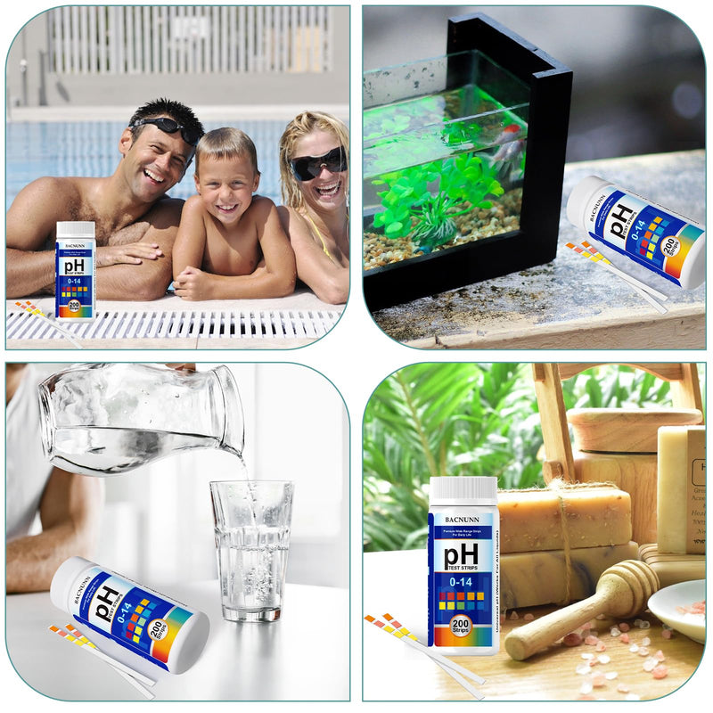 [Australia - AusPower] - pH Test Strips 0-14: 200 Strips Universal Litmus Paper pH Test Strips for Urine & Saliva Testing & Water & Food and Alkaline & Acid Levels, Get Highly Accurate Results in Seconds 