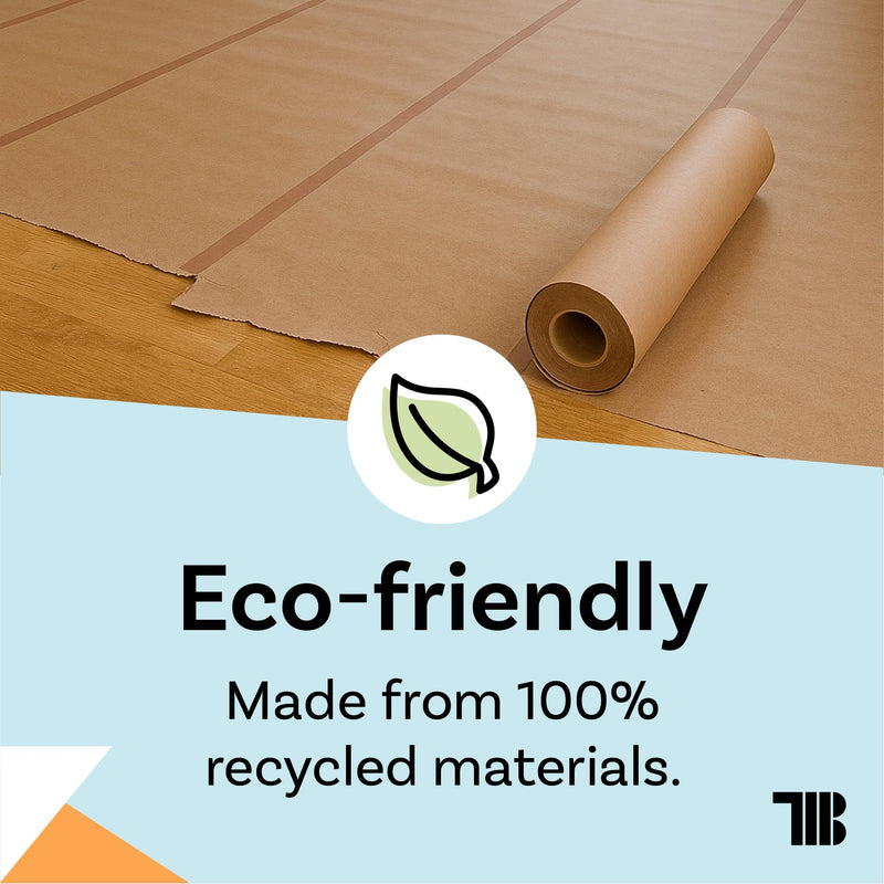 TapeManBlue Floor Protection Paper, 36 inch x 166 ft Roll, Made in USA, 69# Brown Rosin Masking Paper Roll, 100% Recycled, Thick Floor Covering for Painting, Moving, and Construction