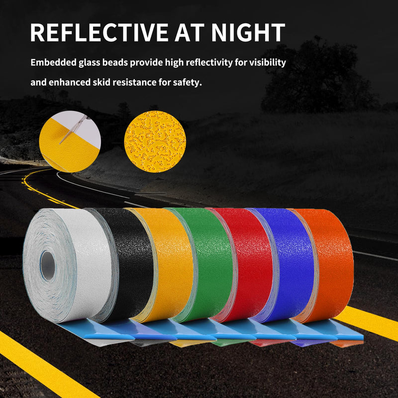 Reflective Pavement Marking Tape Slip-Resistant and Durable, Heavy-Duty Rubber Base for Outdoor Applications, Perfect for Driveways, Walkways, and Parking Areas (Yellow, 2 Inch X 18 Feet) Yellow