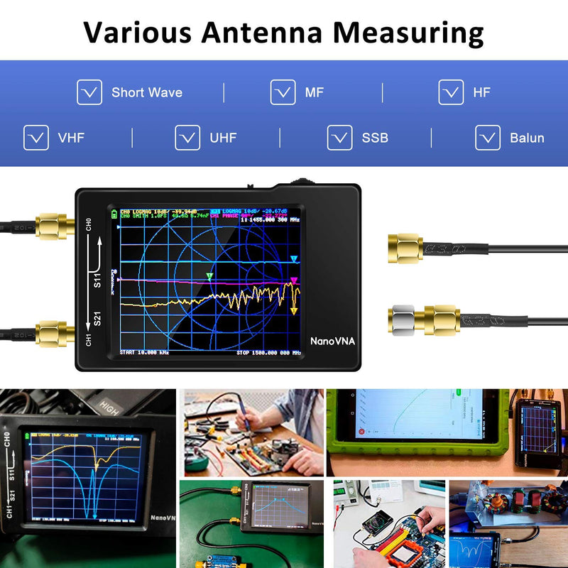 [Australia - AusPower] - AURSINC NanoVNA-H Vector Network Analyzer with 32GB SD Card, HW V3.6 10KHz-1.5GHz HF VHF UHF Antenna Analyzer Ham Radio Measuring S Parameters, Voltage Standing Wave Ratio, Phase, Smith Chart Brown 