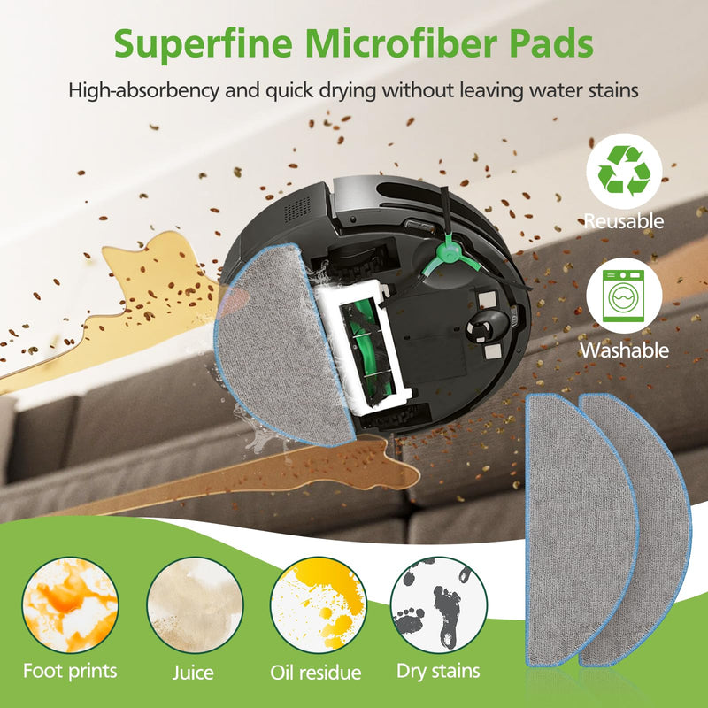 25 Pcs Replacement Parts for iRobot Roomba 104/105 Vac/ 105 Combo/ Q052 Robot Vacuum, Q0520 105 Accessories Include 2 Main Brushes, 6 Filters, 6 Dust Bags, 6 Side Brushes, 4 Mop Pads, 1 Clean Brush 105 Replacement Parts